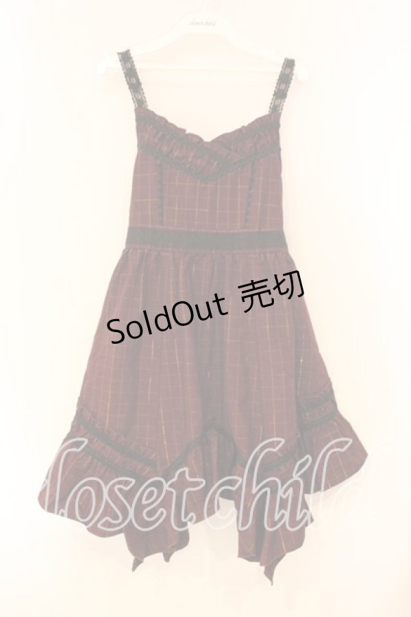 画像1: axes femme / グレンチェックチュニック M アカ O-26-01-05-084-AX-TO-OW-OS (1)