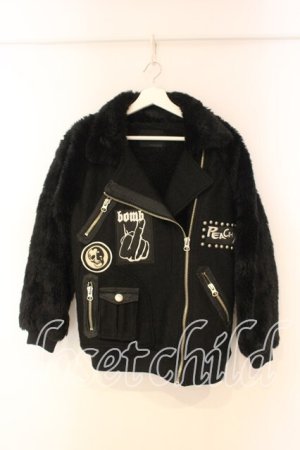 画像: GLAD NEWS / 切り替えダブルライダースブルゾンジャケット F ブラック O-26-01-05-086-GL-CO-YM-OS