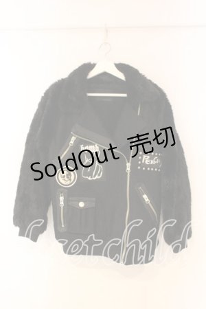 画像: GLAD NEWS / 切り替えダブルライダースブルゾンジャケット F ブラック O-26-01-05-086-GL-CO-YM-OS