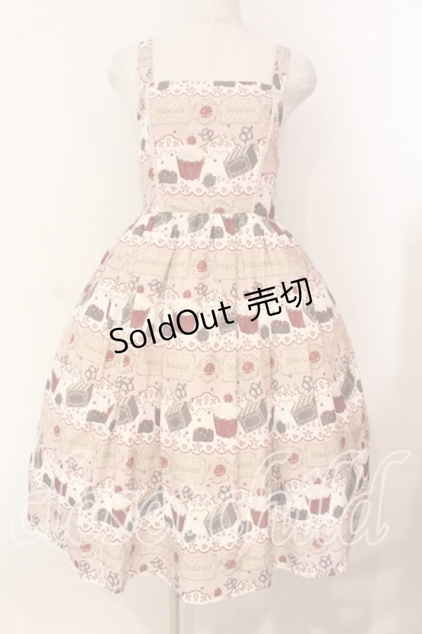 画像1: axes femme kawaii / お菓子柄ジャンパースカート  ピンク O-26-01-05-002-AX-OP-IG-OS (1)