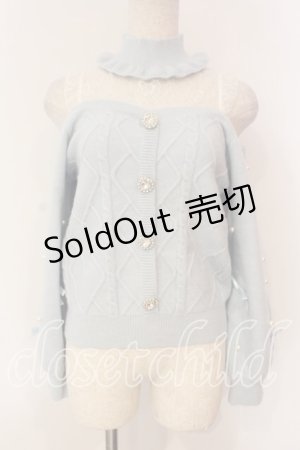 画像: Ank Rouge / パールストラップオフショルレースアップニット M サックス O-26-01-05-015-CA-TO-OW-ZT551