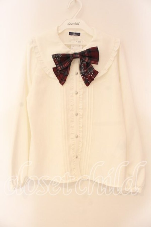 画像1: NIBBLE POISON / ナイトメアチェックリボンブラウス M シロ O-26-01-05-016-0-BL-OW-ZT0107X (1)