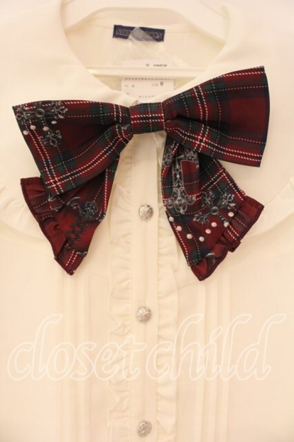 画像2: NIBBLE POISON / ナイトメアチェックリボンブラウス M シロ O-26-01-05-016-0-BL-OW-ZT0107X (2)