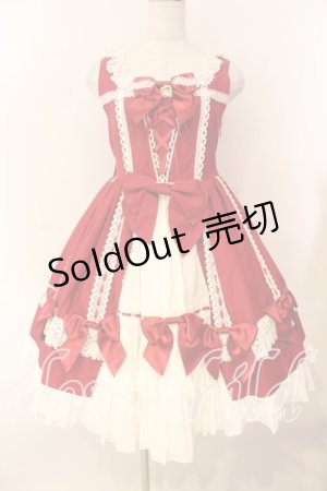 画像: BABY,THE STARS SHINE BRIGHT / Ribbon Ribbon dropジャンパースカート  えんじ×シロ O-26-01-05-003-BA-OP-IG-OS