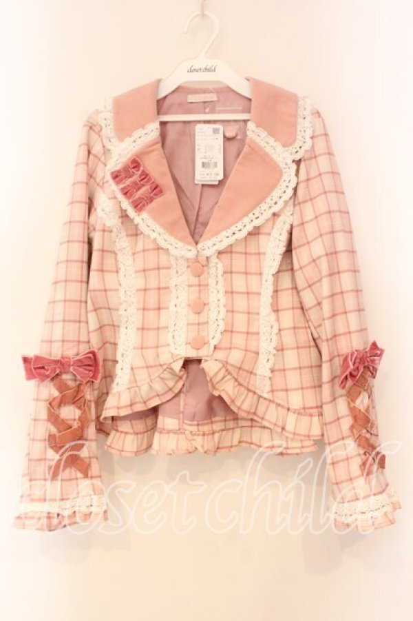 画像1: Chalmiere / タータンチェックジャケット M ピンク O-26-01-05-018-0-JA-OW-OS (1)