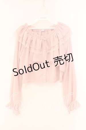 画像: axes femme POETIQUE / オフショルシフォンブラウス M ピンク O-26-01-05-027-AX-BL-OW-OS