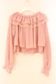 画像2: axes femme POETIQUE / オフショルシフォンブラウス M ピンク O-26-01-05-027-AX-BL-OW-OS (2)