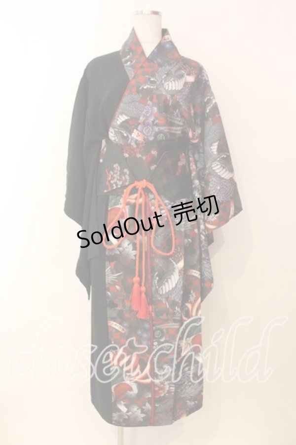 画像1: Qutie Frash / 2025 浴衣3点SET  ブラックＸレッド O-26-01-08-001-QU-OP-YM-OS (1)