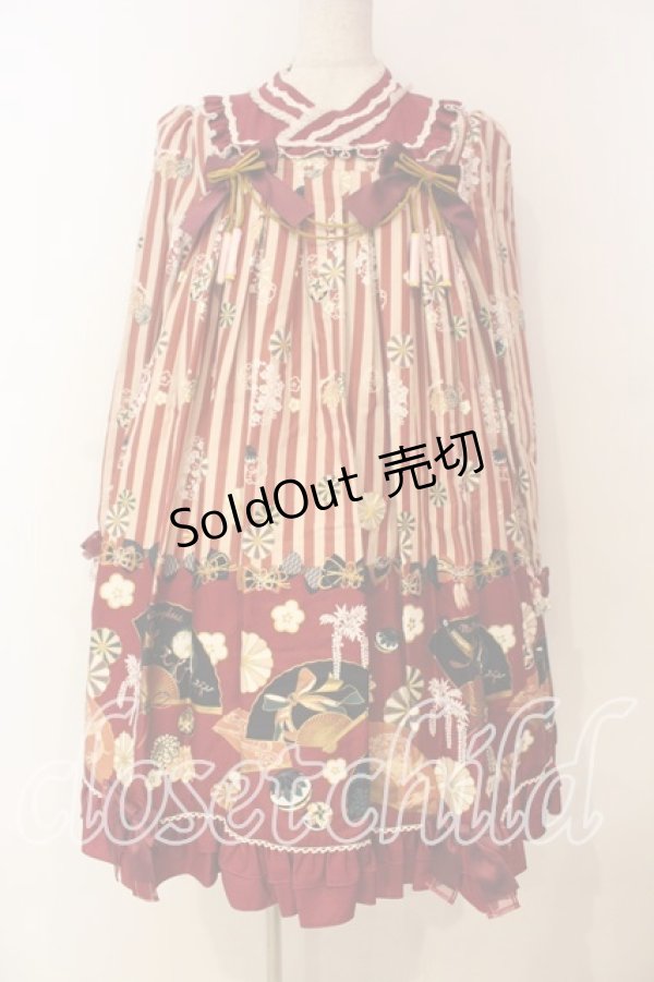 画像1: metamorphose / うたかたの華かぐらAラインワンピース  えんじ系 O-26-01-08-020-ME-OP-IG-OS (1)