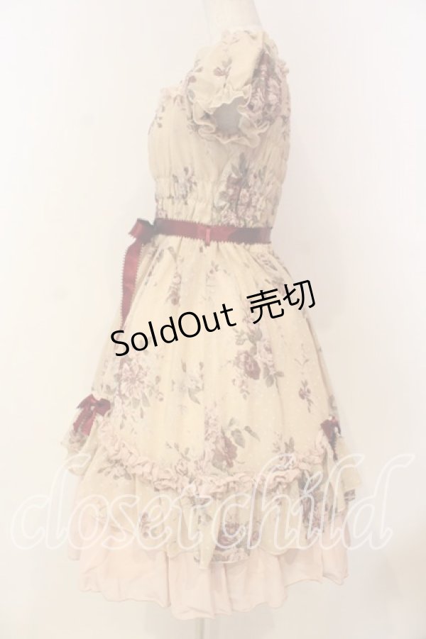 画像4: Pina sweetcollection / フリルスカラップワンピース  ローズ柄・ベージュ O-26-01-08-022-LO-OP-IG-OS (4)