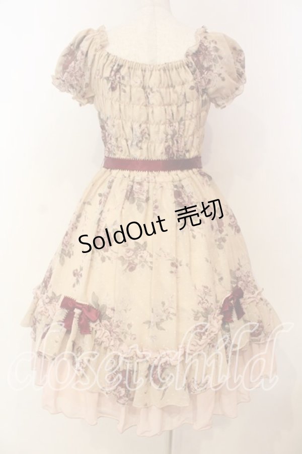 画像5: Pina sweetcollection / フリルスカラップワンピース  ローズ柄・ベージュ O-26-01-08-022-LO-OP-IG-OS (5)