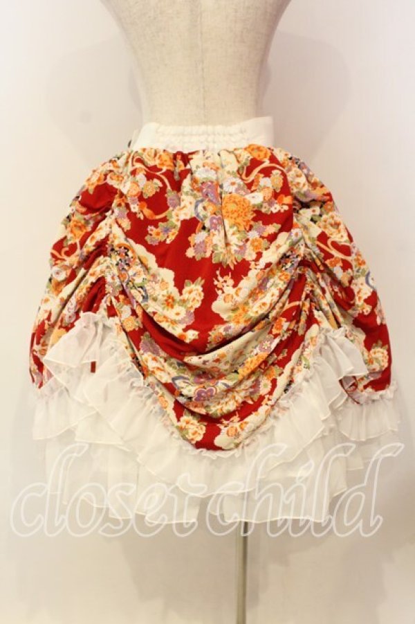 画像4: ATELIER PIERROT / 雅バッスルスカート  ホワイト×レッド O-26-01-08-024-EL-SK-IG-OS (4)