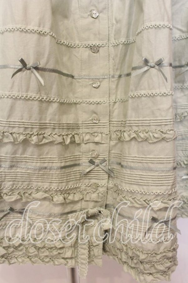 画像2: PINK HOUSE / サテンリボンいっぱいローンティアードミディスカート  ハッカ O-26-01-08-027-LO-SK-OW-OS (2)