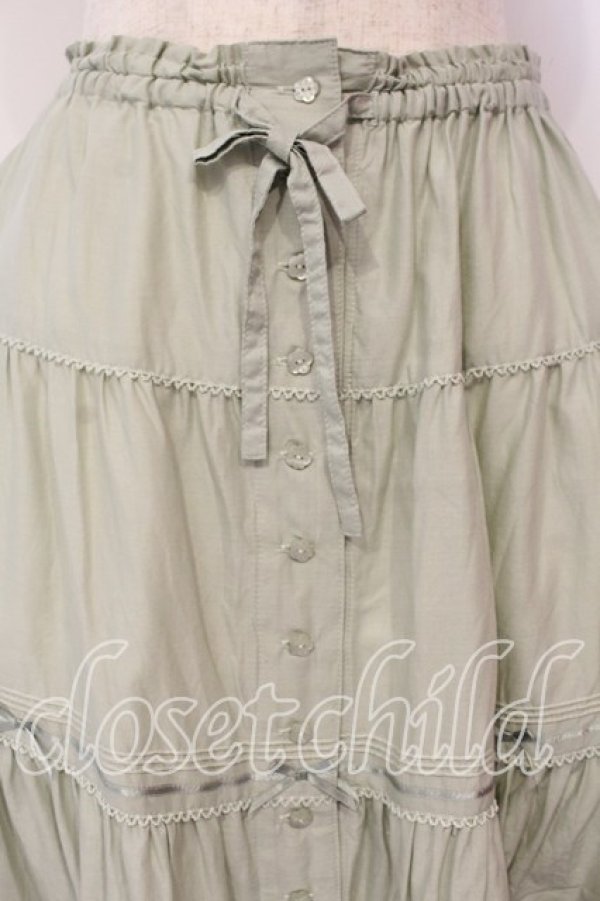 画像3: PINK HOUSE / サテンリボンいっぱいローンティアードミディスカート  ハッカ O-26-01-08-027-LO-SK-OW-OS (3)