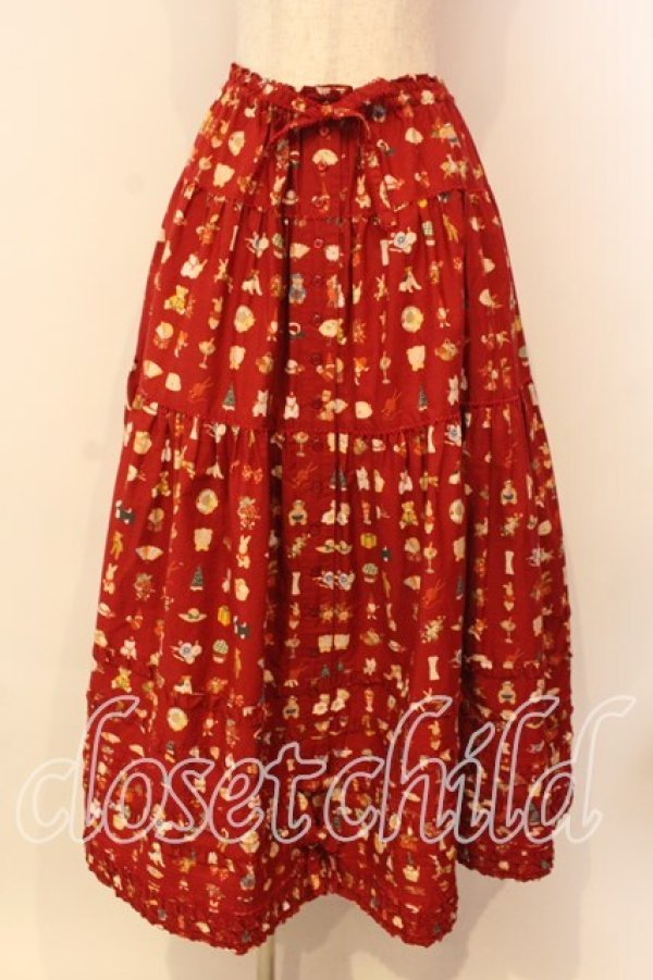 画像1: PINK HOUSE / Pink House Favoritesプリントスカート  アカ O-26-01-08-029-LO-SK-IG-OS (1)