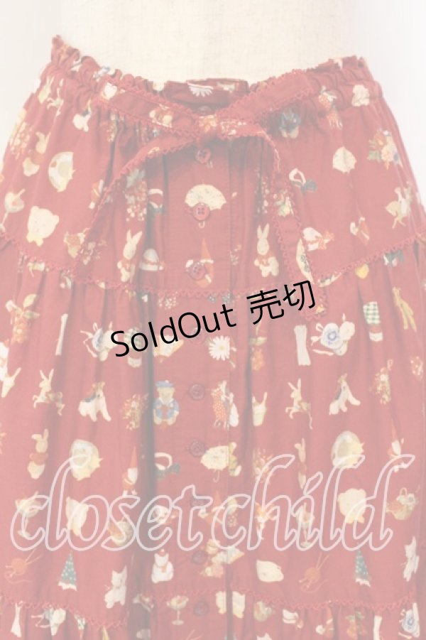 画像2: PINK HOUSE / Pink House Favoritesプリントスカート  アカ O-26-01-08-029-LO-SK-IG-OS (2)