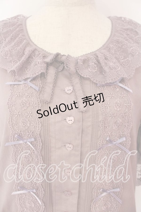 画像2: PINK HOUSE / ドットチュール×ローズチュールレース使いワンピース  ラベンダー O-26-01-08-030-LO-OP-OW-OS (2)