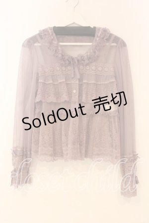 画像: PINK HOUSE / ドットチュール×オリジナルローズチュールレースブラウス  ラベンダー O-26-01-08-031-LO-BL-OW-OS