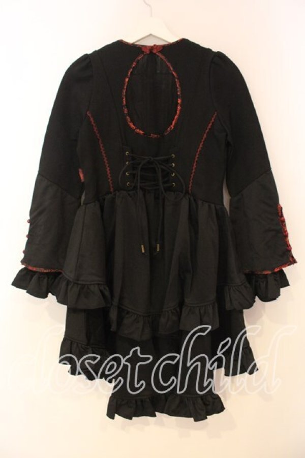 画像4: Ozz oneste / ジャガードカラーフリルジャケット  ブラック×レッド O-26-01-08-039-OO-JA-IG-OS (4)