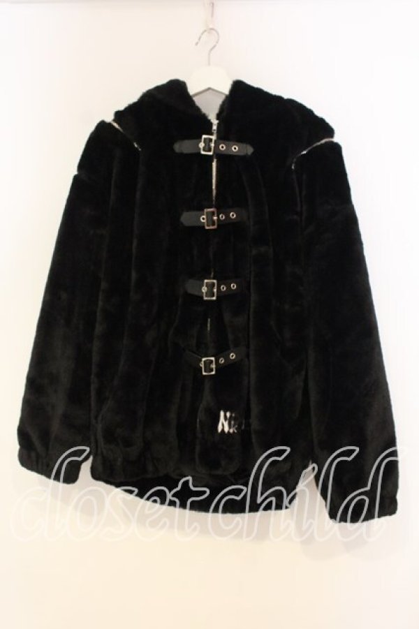 画像1: NieR Clothing / 超ふわもこ うさ耳2WAY OFF-SHOULDER OUTER アウター  ブラック O-26-01-08-043-PU-CO-IG-OS (1)