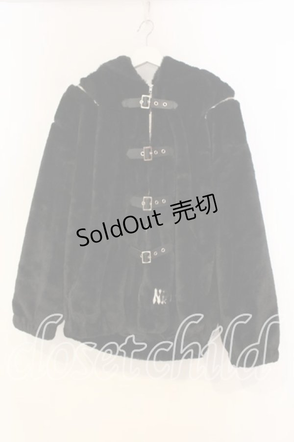 画像1: NieR CLOTHING / 超ふわもこ うさ耳2WAY OFF-SHOULDER OUTER アウター  ブラック O-26-01-08-043-PU-CO-IG-OS (1)