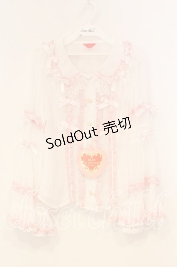 画像1: BABY,THE STARS SHINE BRIGHT / Milky sugar pearlブラウス  シロ×ピンク O-26-01-08-046-BA-BL-OW-OS (1)