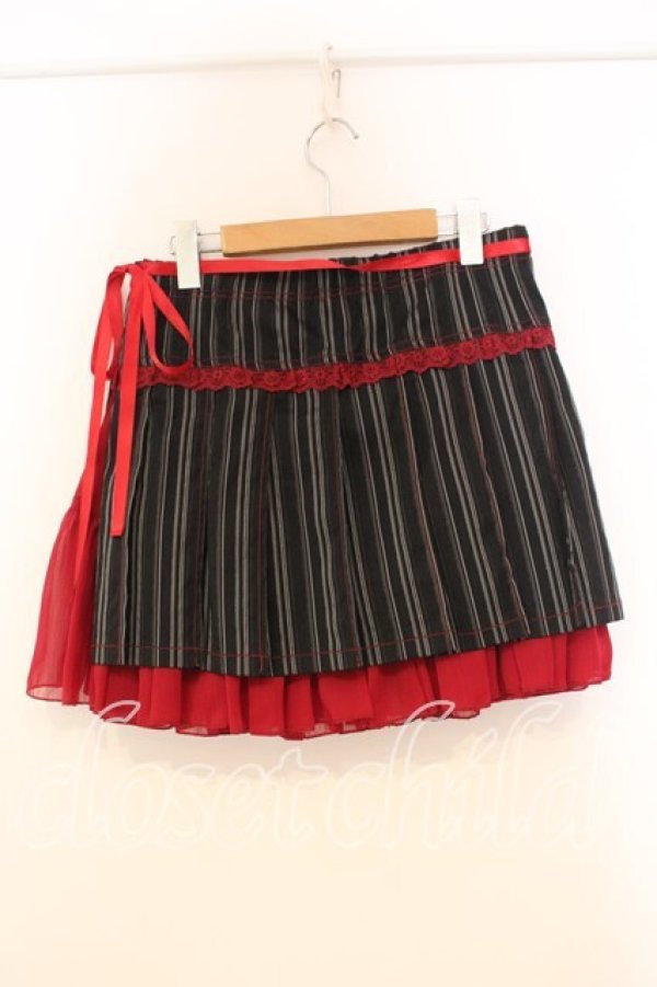 画像3: ALGONQUINS / リバーシブルラップスカート F ブラック×レッド O-26-01-08-051-AL-SK-OW-OS (3)