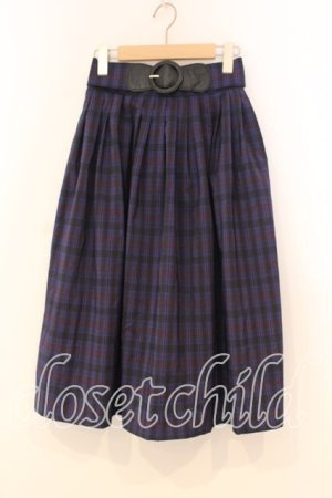 画像: an another angelus / ベルト付きチェックタックスカート F ネイビー O-26-01-08-055-CA-SK-YM-OS
