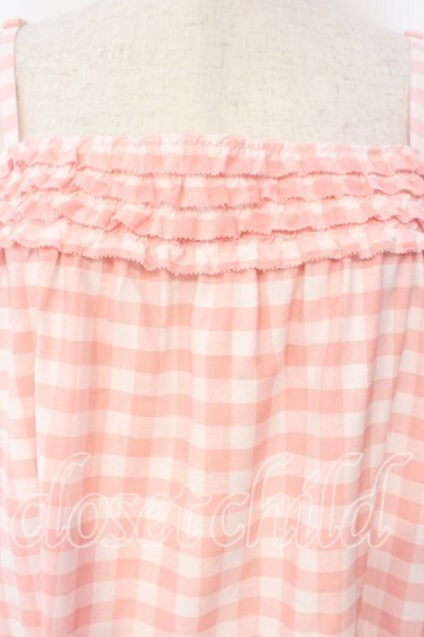 画像2: PINK HOUSE / ブロックギンガムキャミソールワンピース  ピンク O-26-01-08-058-LO-OP-YM-OS (2)