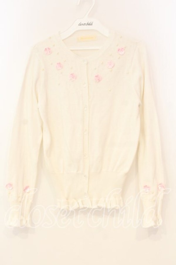 画像1: metamorphose / リボンパールカーディガン  シロ O-26-01-08-073-ME-TO-IG-OS (1)