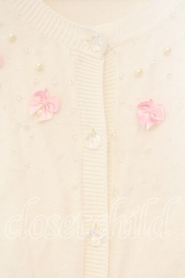 画像2: metamorphose / リボンパールカーディガン  シロ O-26-01-08-073-ME-TO-IG-OS (2)