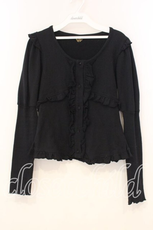 画像1: ALICE and the PIRATES / ミニ裏毛フリルカーディガン  クロ O-26-01-08-074-PA-TO-IG-OS (1)