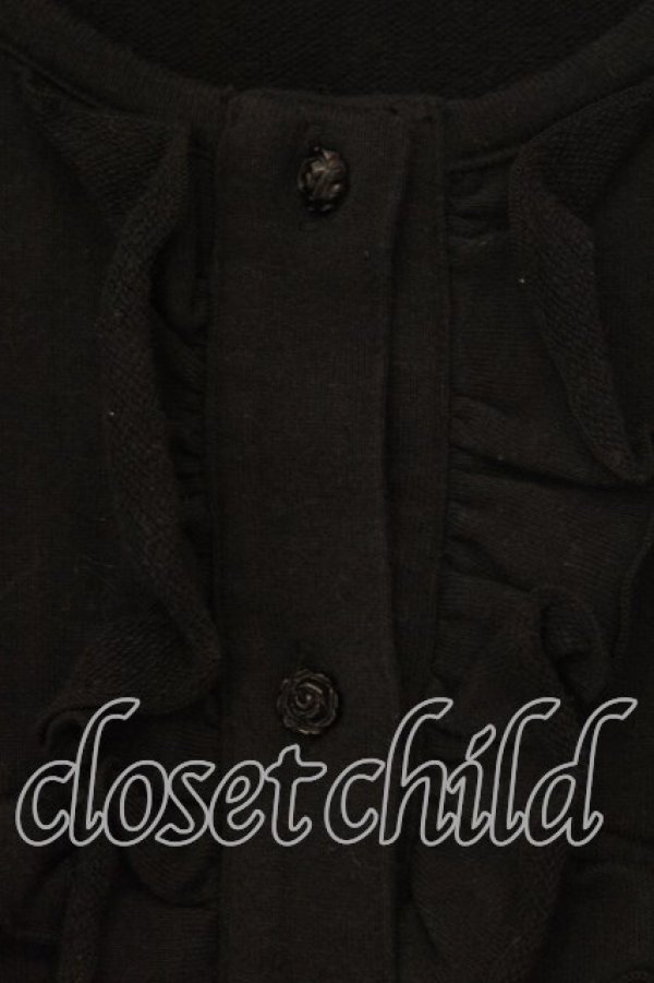 画像2: ALICE and the PIRATES / ミニ裏毛フリルカーディガン  クロ O-26-01-08-074-PA-TO-IG-OS (2)