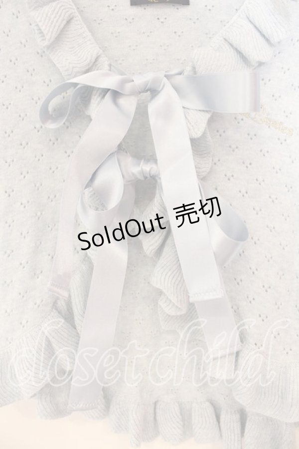 画像2: ALICE and the PIRATES / 半袖透かし編みボレロ  サックス O-26-01-08-075-PA-TO-IG-OS (2)