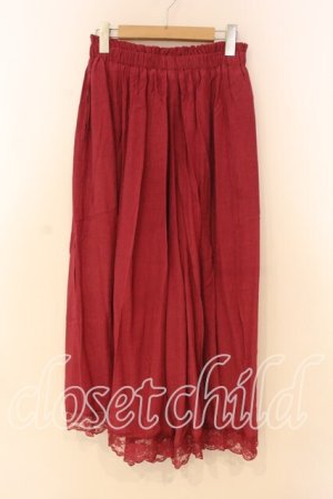 画像: axes femme / 裾レース楊柳ワイドパンツ F ワイン O-26-01-08-077-AX-PA-YM-OS