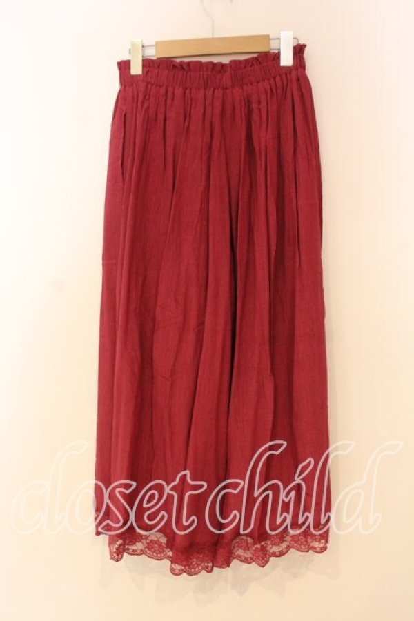 画像2: axes femme / 裾レース楊柳ワイドパンツ F ワイン O-26-01-08-077-AX-PA-YM-OS (2)