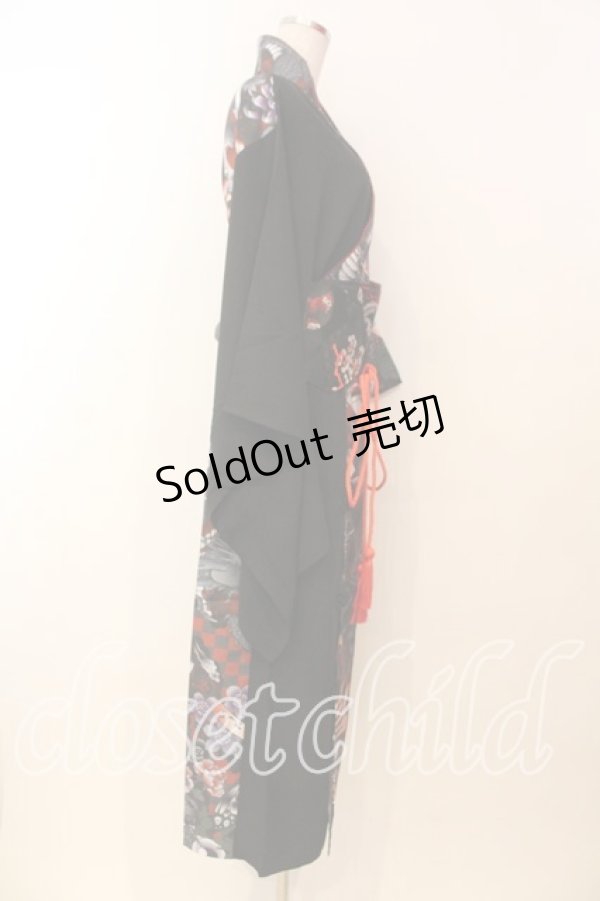 画像6: Qutie Frash / 2025 浴衣3点SET  ブラックＸレッド O-26-01-08-001-QU-OP-YM-OS (6)