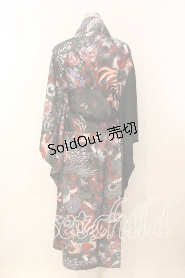 画像7: Qutie Frash / 2025 浴衣3点SET  ブラックＸレッド O-26-01-08-001-QU-OP-YM-OS (7)