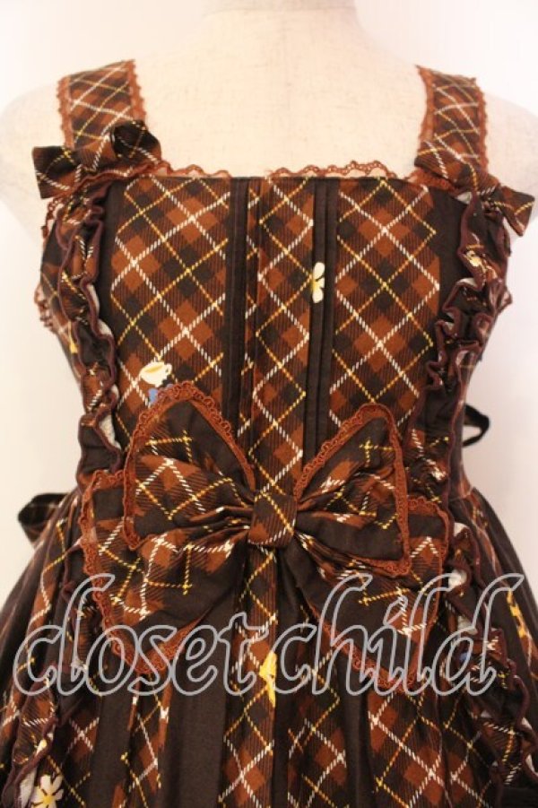 画像2: metamorphose / CL パリの街並ハイウエストジャンパースカート  ブラウン O-26-01-08-014-ME-OP-IG-OS (2)