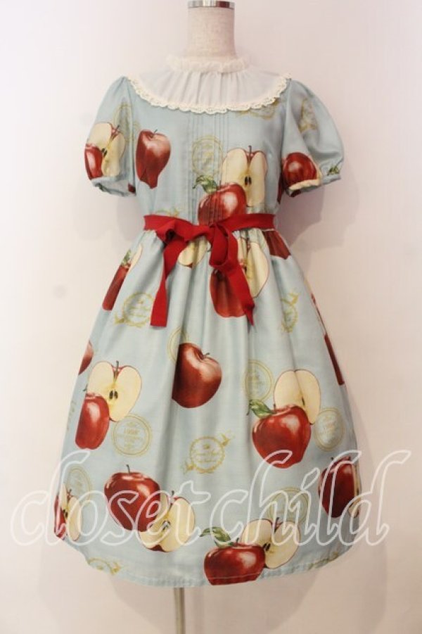 画像1: Emily Temple cute / Apple Stampワンピース  ブルー O-26-01-08-017-ET-OP-YM-OS (1)