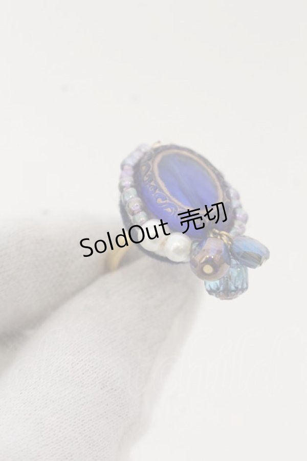 画像2: CHOCOMINT DOLL / 手染めビーズリング  ブルー O-26-01-09-040-0-AC-IG-OS (2)