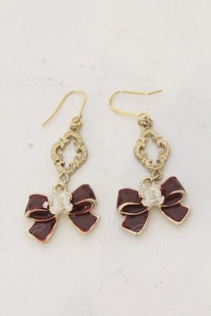 画像: LOLITA他 / リボンピアス  ゴールド×ワイン O-26-01-09-045-0-AC-IG-ZT0111D