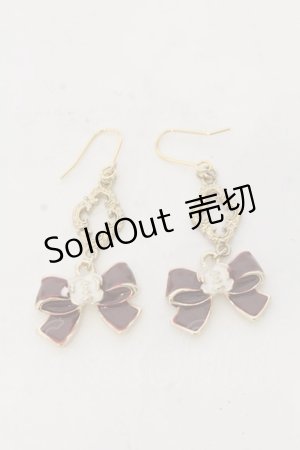 画像: LOLITA他 / リボンピアス  ゴールド×ワイン O-26-01-09-045-0-AC-IG-ZT421