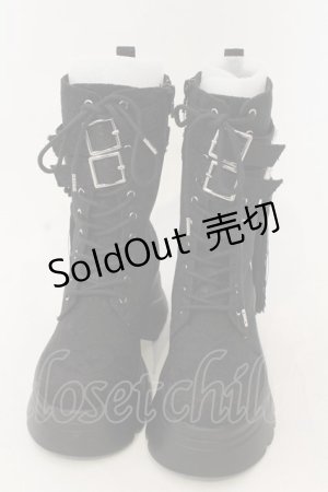 画像: axes femme POETIQUE / チャイナ釦タンクソールブーツ M クロ O-26-01-09-048-AX-SH-OW-ZTK028