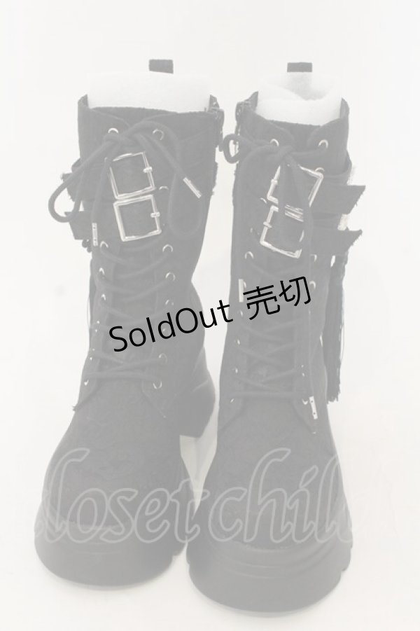 画像1: axes femme POETIQUE / チャイナ釦タンクソールブーツ M クロ O-26-01-09-048-AX-SH-OW-ZTK028 (1)