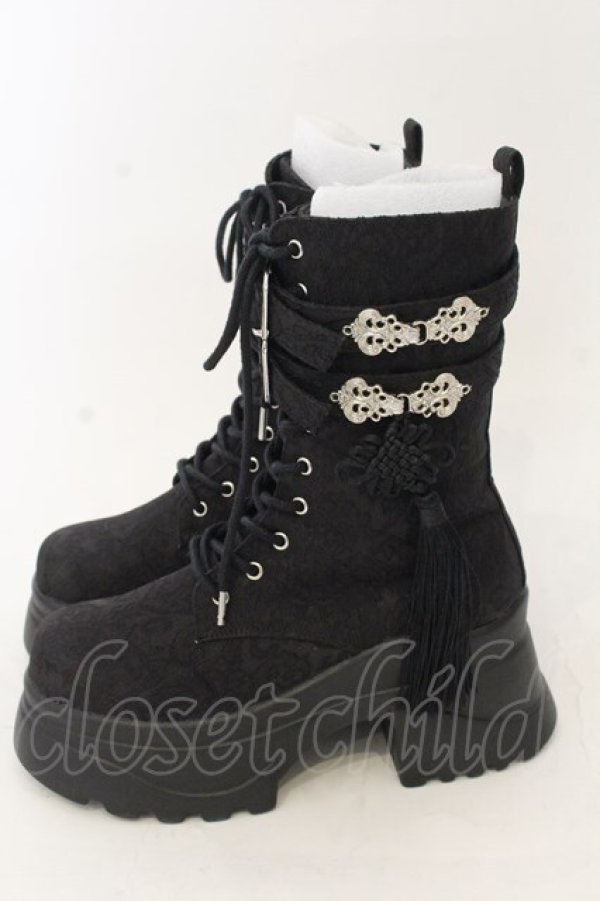 画像2: axes femme POETIQUE / チャイナ釦タンクソールブーツ M クロ O-26-01-09-048-AX-SH-OW-ZT0111D (2)