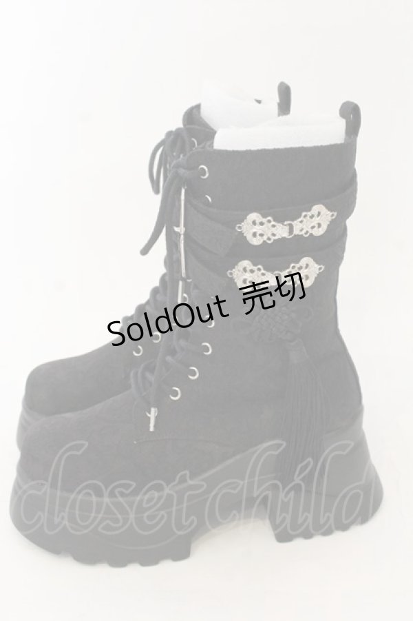 画像2: axes femme POETIQUE / チャイナ釦タンクソールブーツ M クロ O-26-01-09-048-AX-SH-OW-ZTK028 (2)