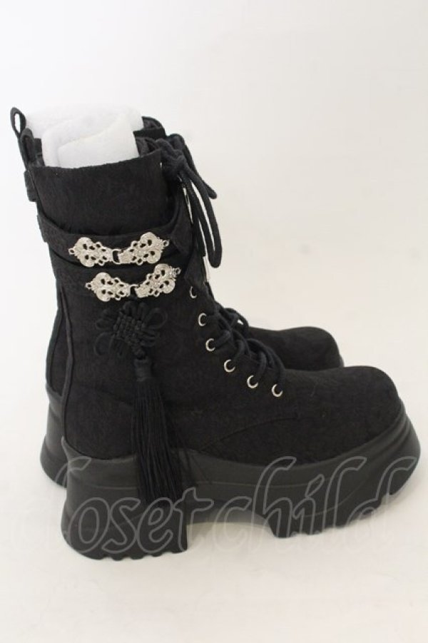 画像4: axes femme POETIQUE / チャイナ釦タンクソールブーツ M クロ O-26-01-09-048-AX-SH-OW-ZT0111D (4)