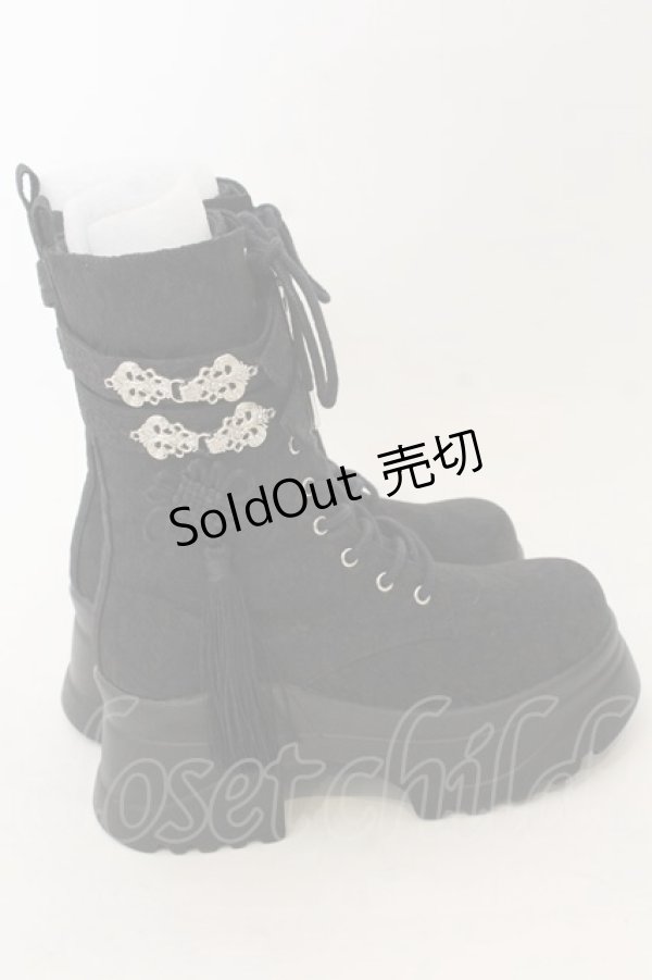 画像4: axes femme POETIQUE / チャイナ釦タンクソールブーツ M クロ O-26-01-09-048-AX-SH-OW-ZTK028 (4)