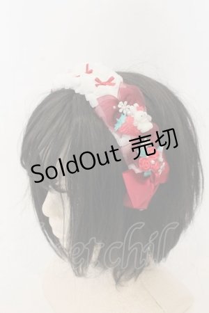 画像: Haku Healing / 多リボンカチューシャ  シロ×アカ×　ローズ・うざぎ O-26-01-09-007-0-AC-IG-ZT421